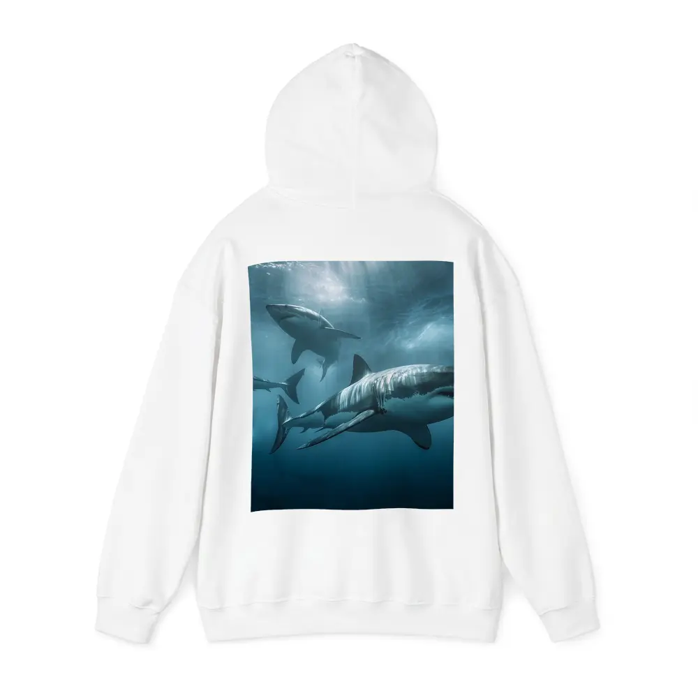 Great White Sharks Swimming Deep Blue Ocean – Hoodies