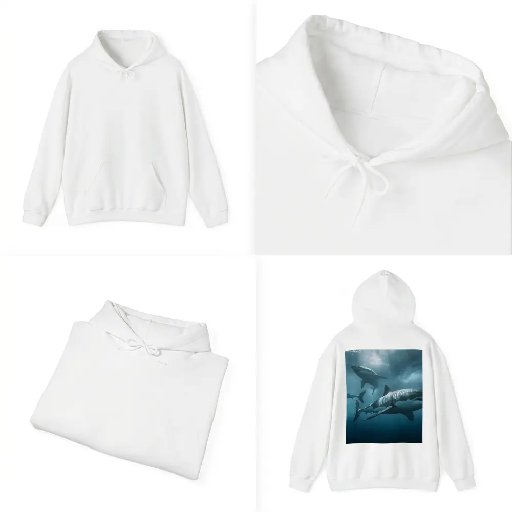 Great White Sharks Swimming Deep Blue Ocean – Hoodies