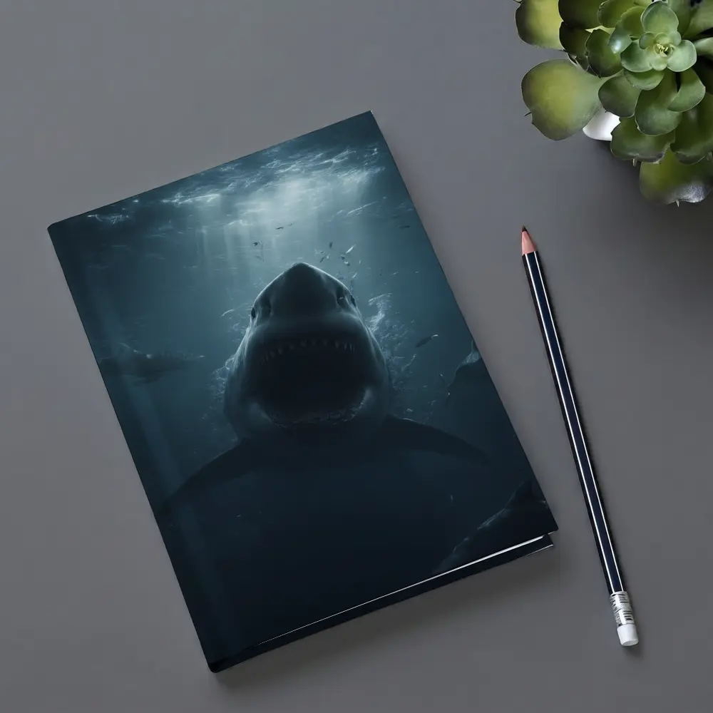 Great White Shark Open Mouth Deep Ocean – Notebooks