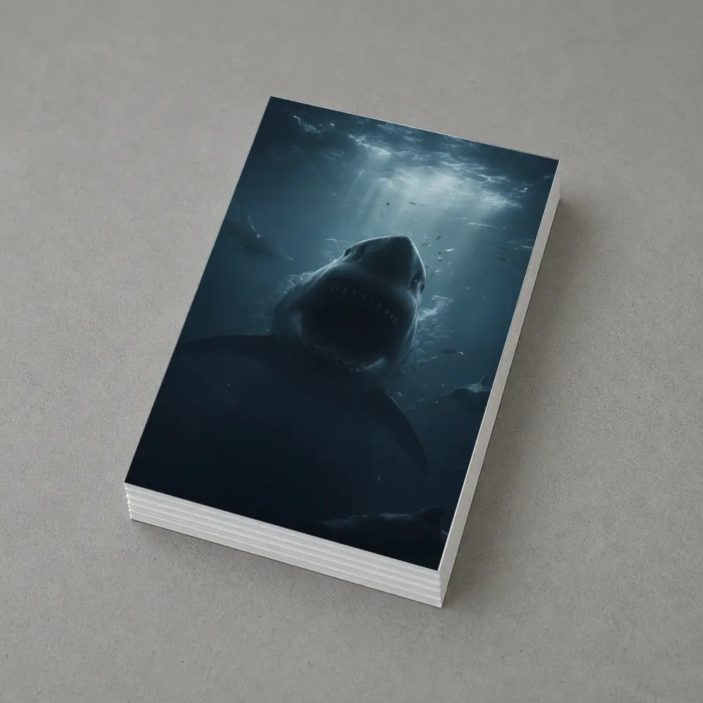 Great White Shark Open Mouth Deep Ocean – Postcards
