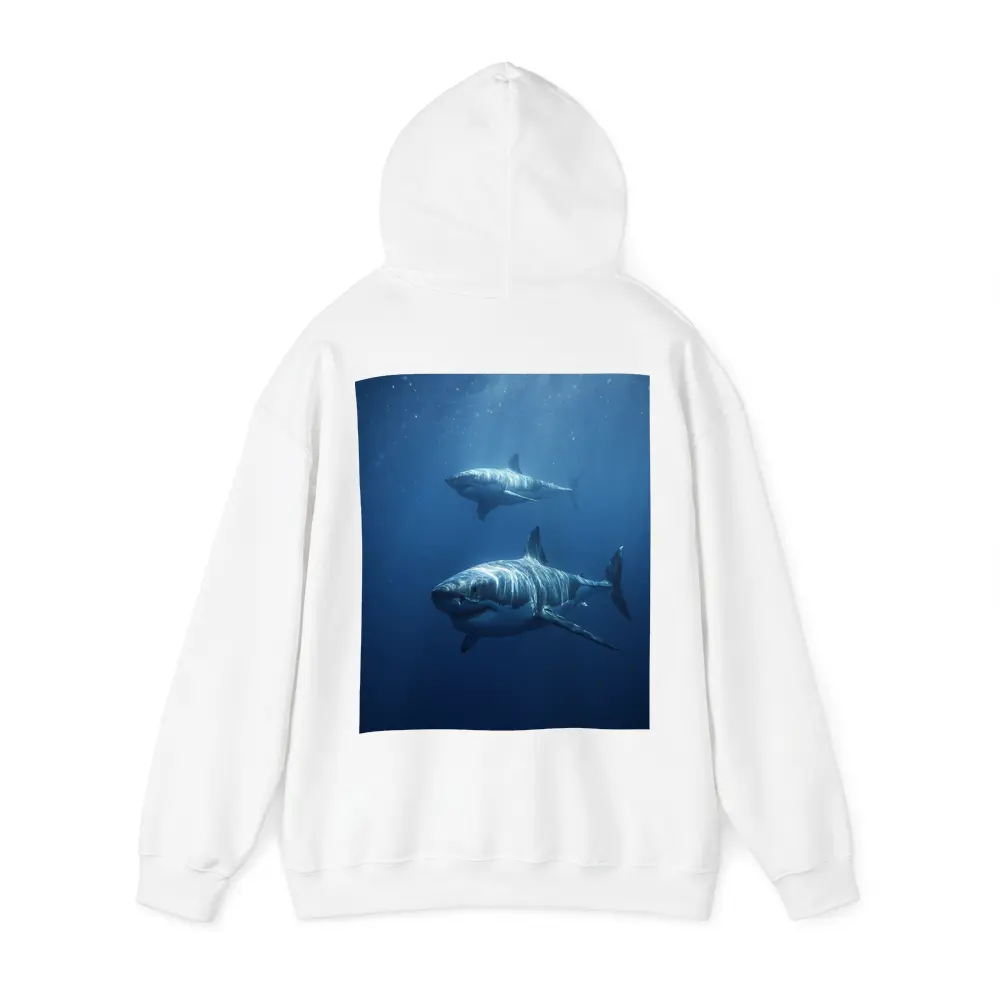 Two Great White Sharks Deep Blue Ocean – Hoodies