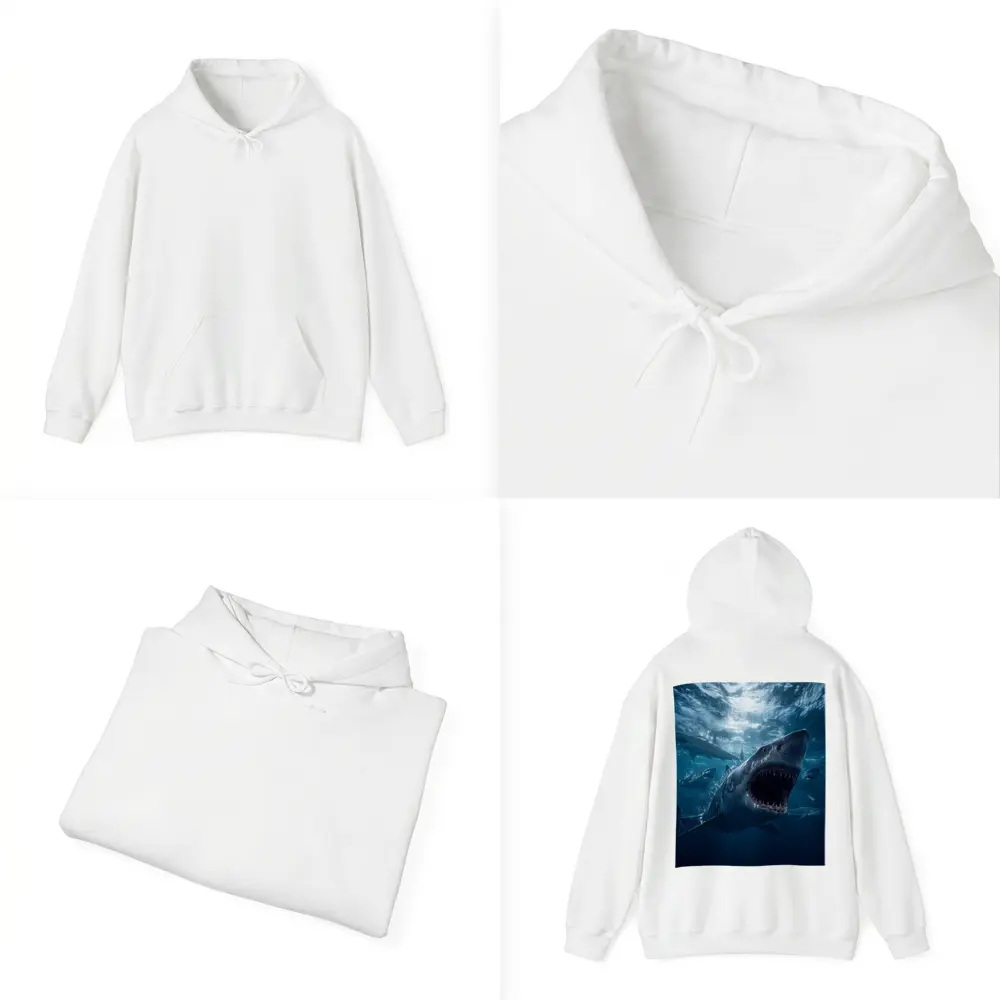 Great White Shark Open Jaws Deep Ocean – Hoodies