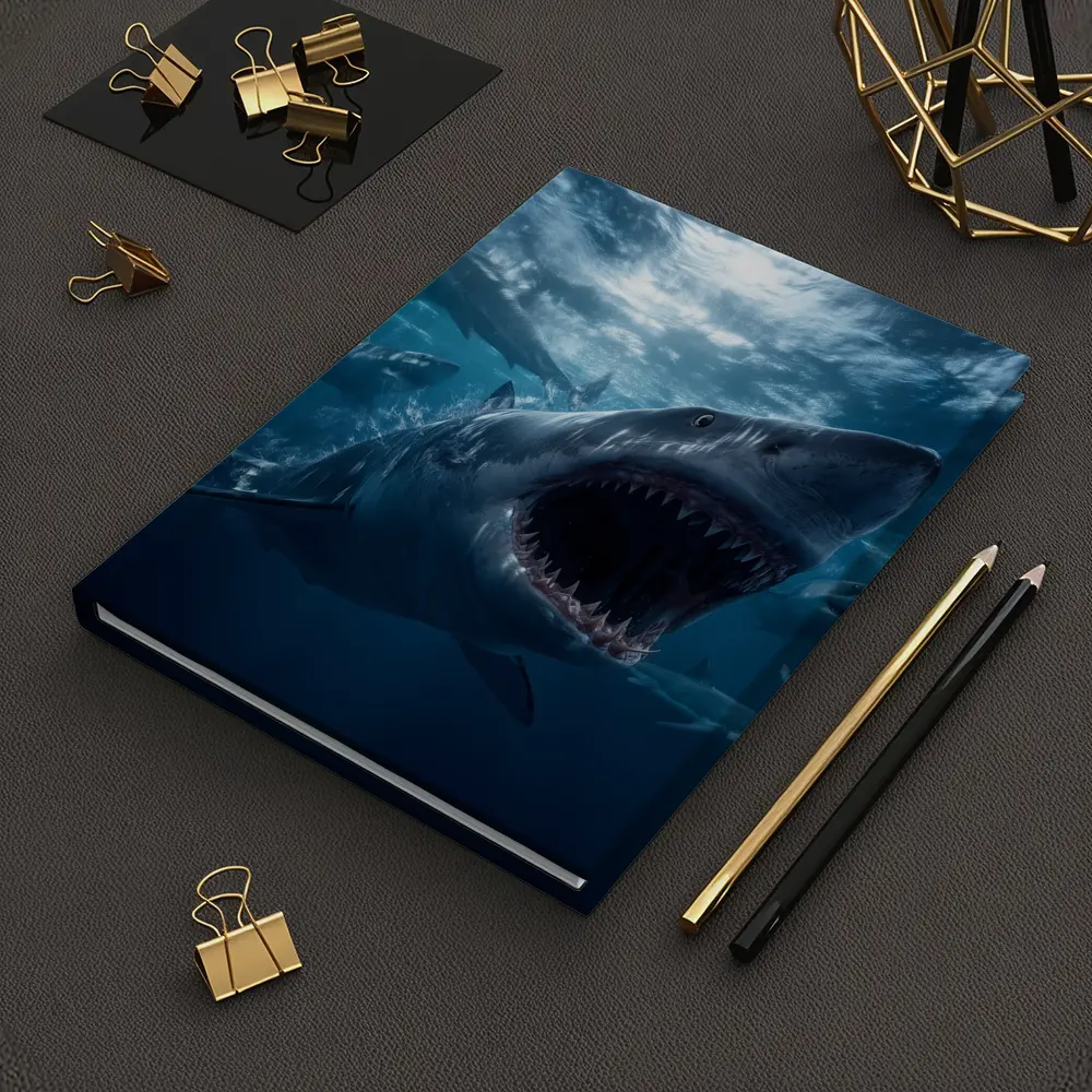 Great White Shark Open Jaws Deep Ocean – Notebooks