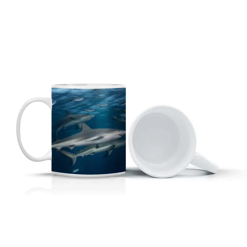 Sharks Swimming Together in Deep Blue Ocean – Mugs