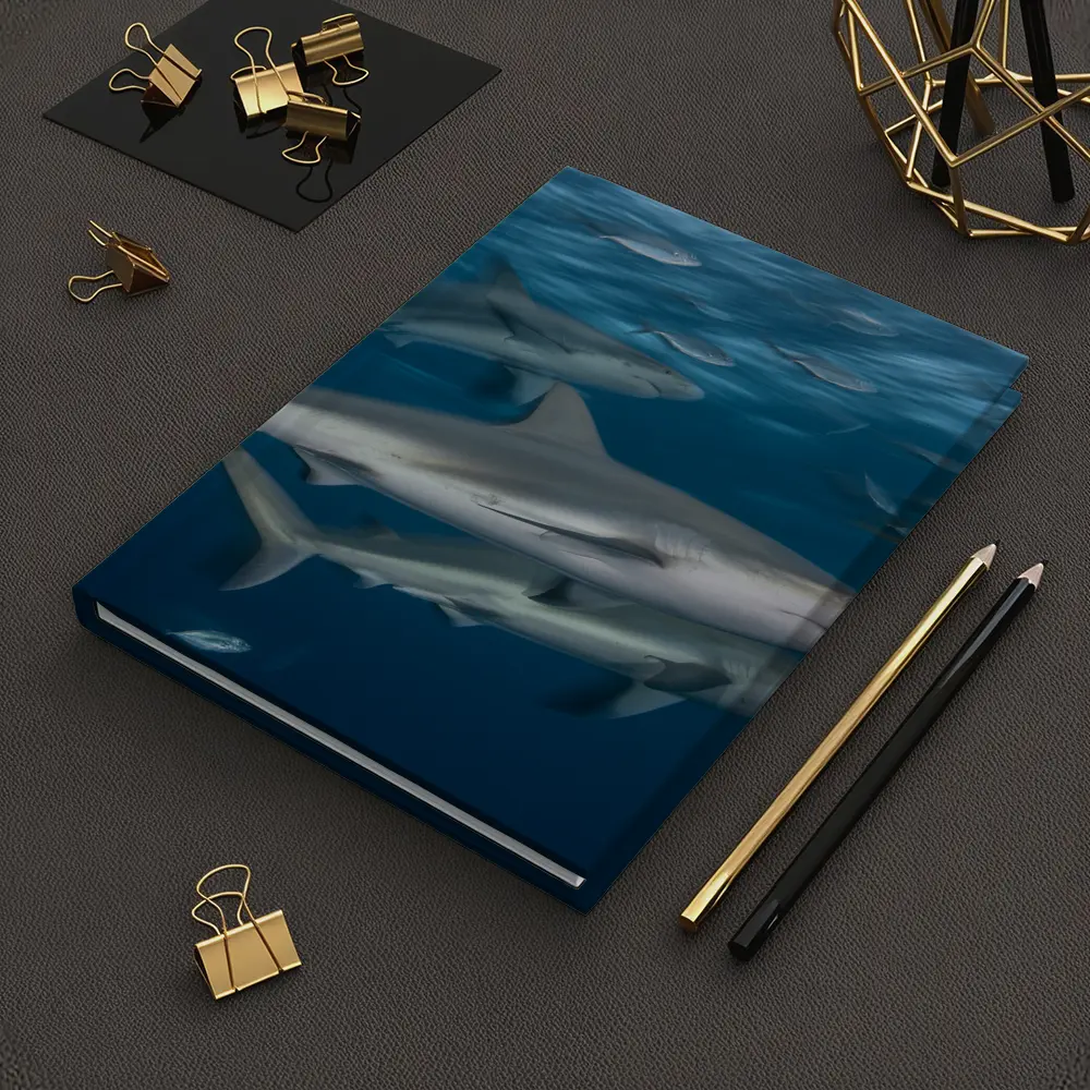 Sharks Swimming Together in Deep Blue Ocean – Notebooks