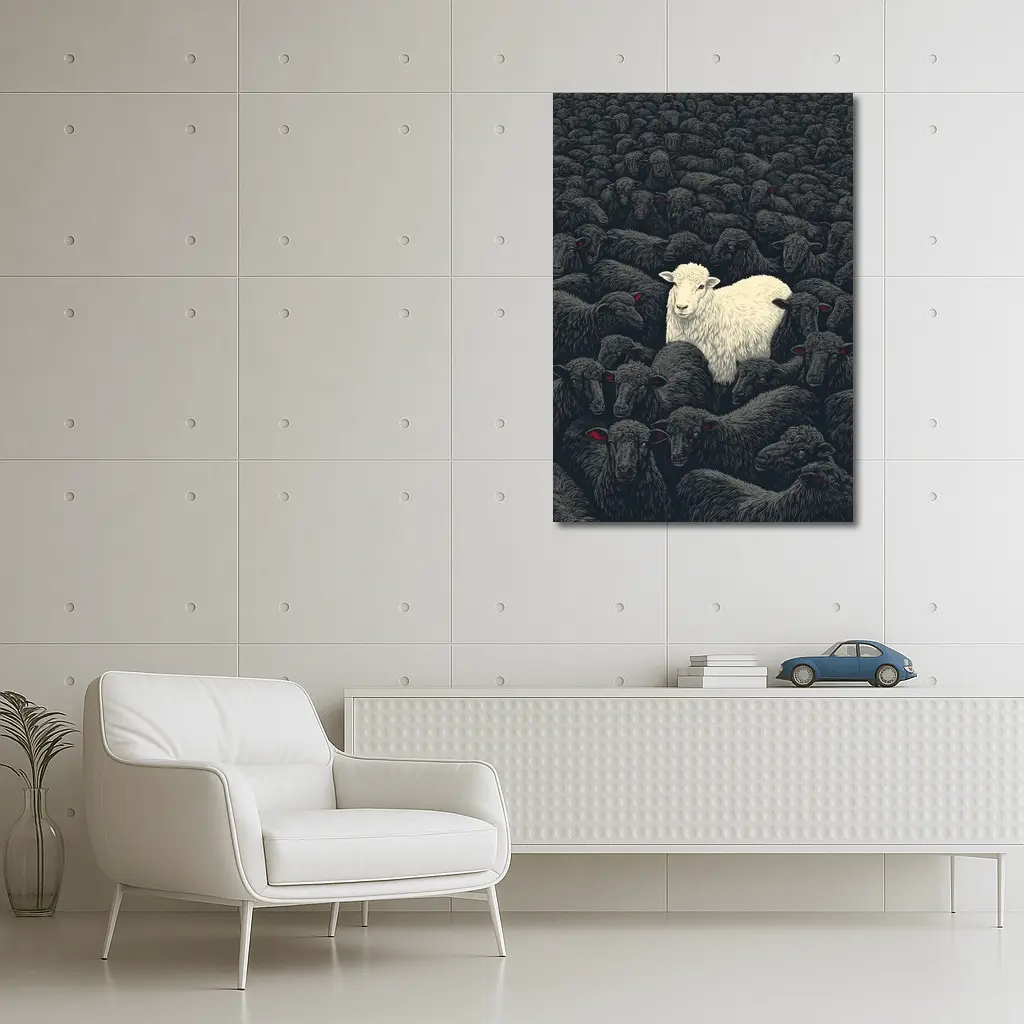 White Sheep Standing Out Dark Flock – Wall Art