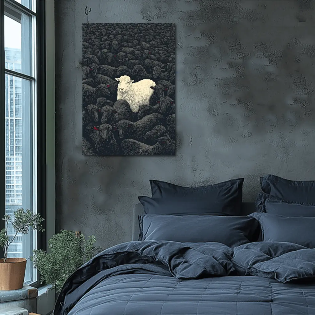 White Sheep Standing Out Dark Flock – Wall Art
