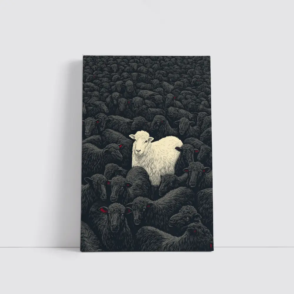 White Sheep Standing Out Dark Flock – Wall Art