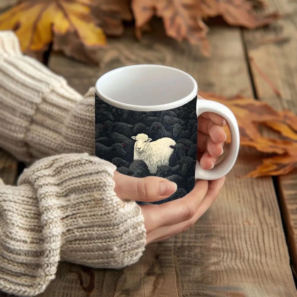 White Sheep Standing Out Dark Flock – Mugs