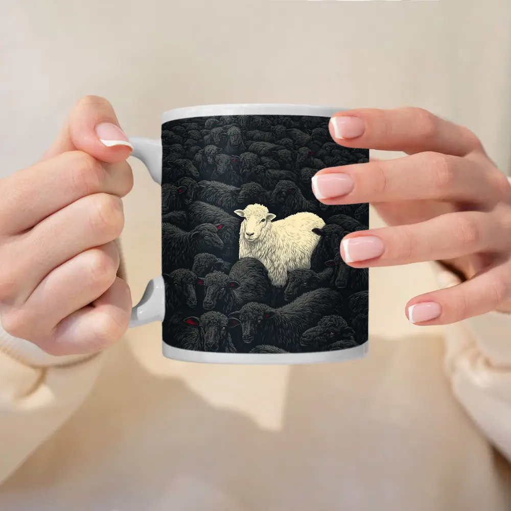 White Sheep Standing Out Dark Flock – Mugs
