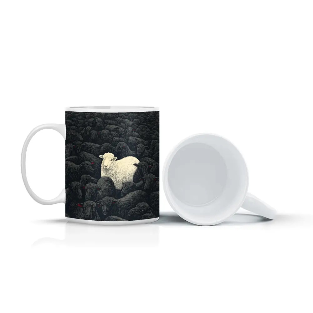 White Sheep Standing Out Dark Flock – Mugs