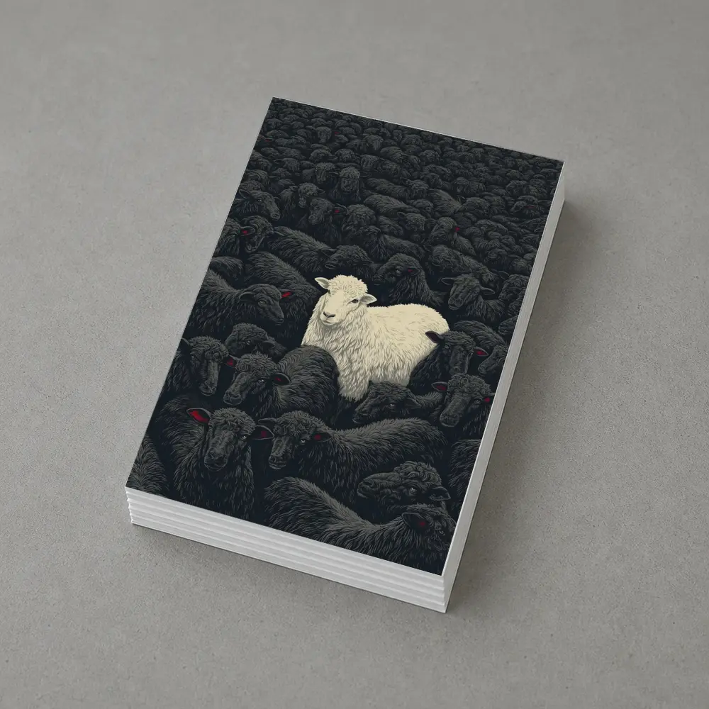 White Sheep Standing Out Dark Flock – Postcards