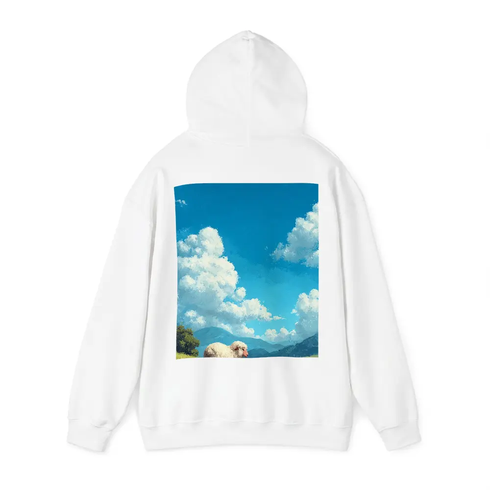 Fluffy Sheep Grazing On Green Hillside – Hoodies