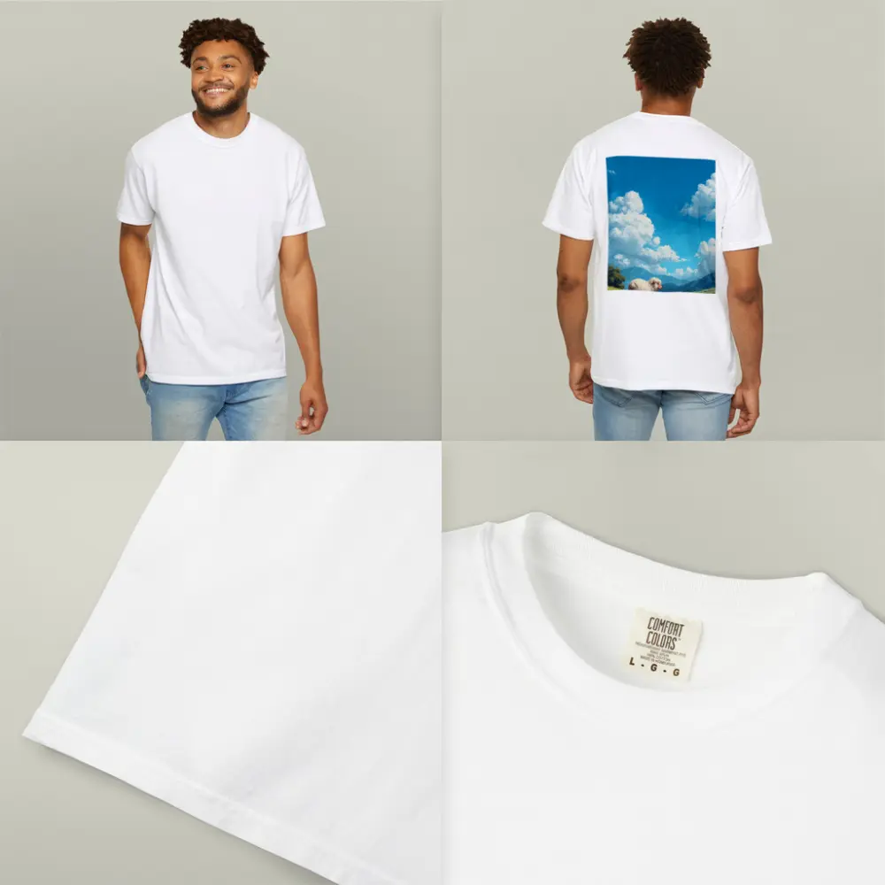 Fluffy Sheep Grazing On Green Hillside – T-Shirts