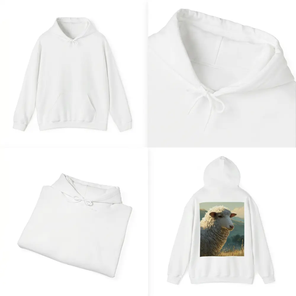 Woolly Sheep Portrait Golden Meadow Hills – Hoodies