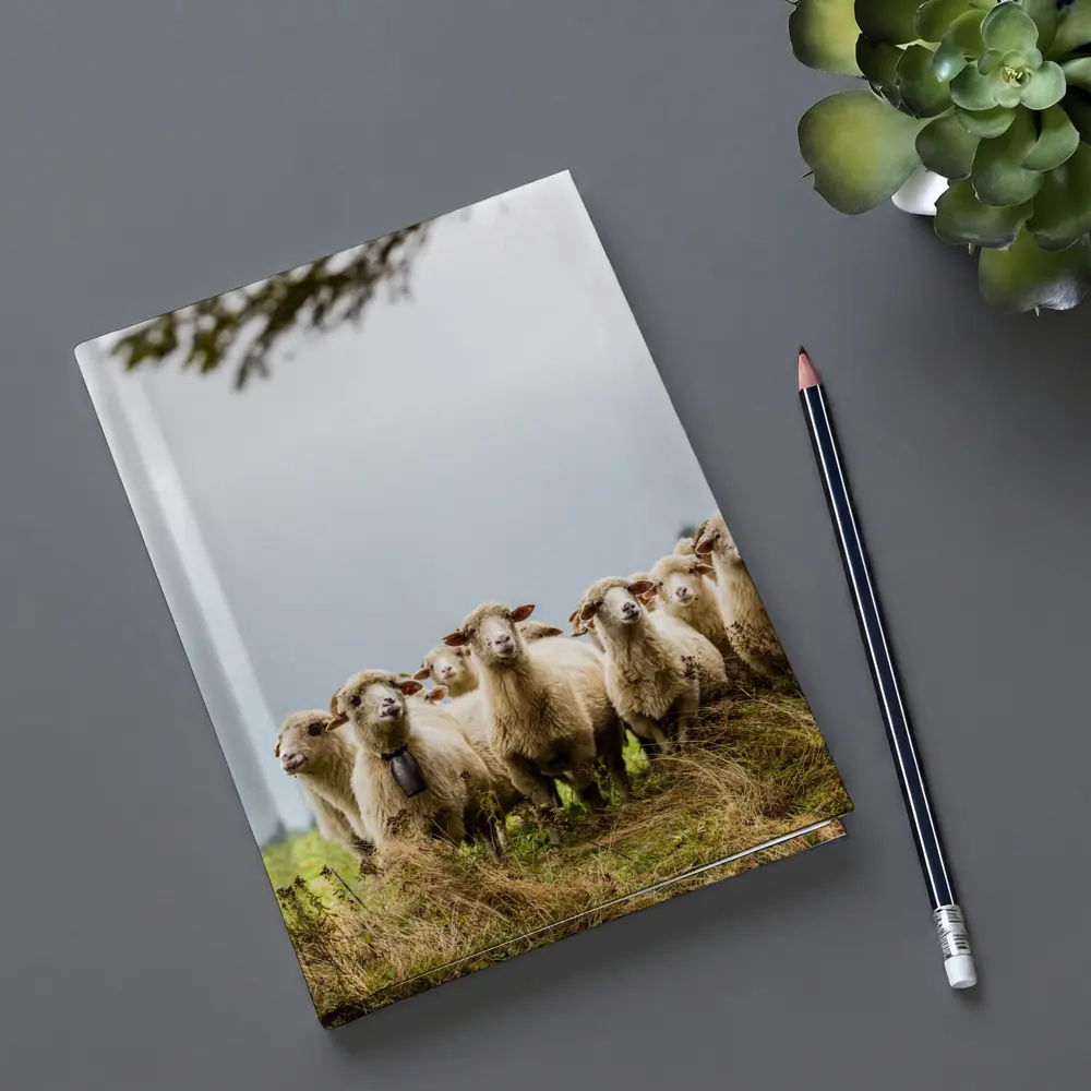 Flock of Sheep Standing in Green Field – Notebooks