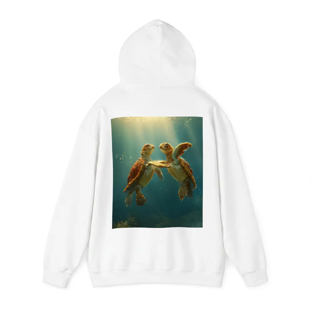 Two Sea Turtles Swimming Underwater Sunlight – Hoodies