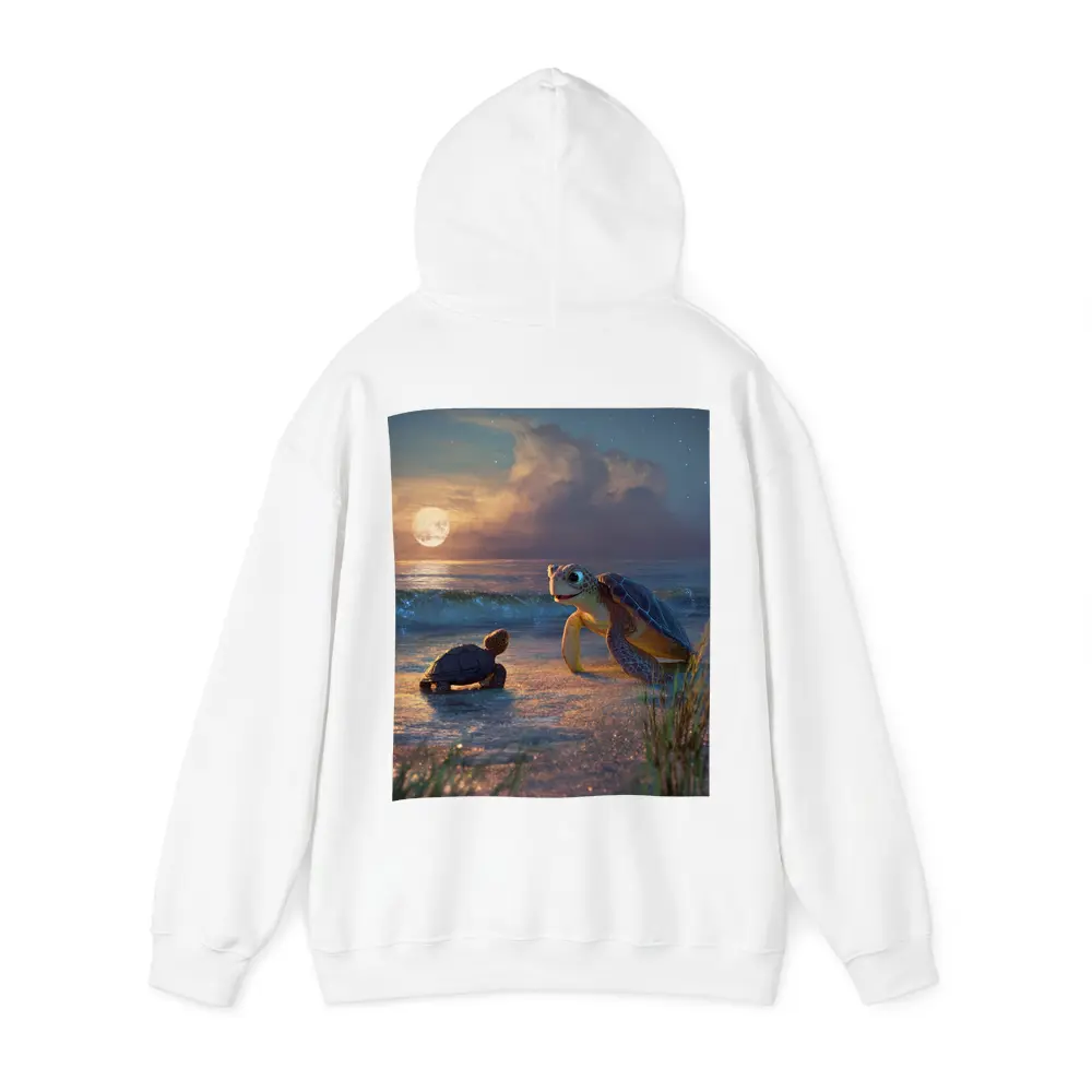 Sea Turtles on Moonlit Beach at Night – Hoodies