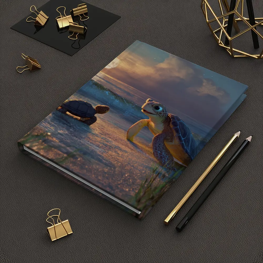 Sea Turtles on Moonlit Beach at Night – Notebooks