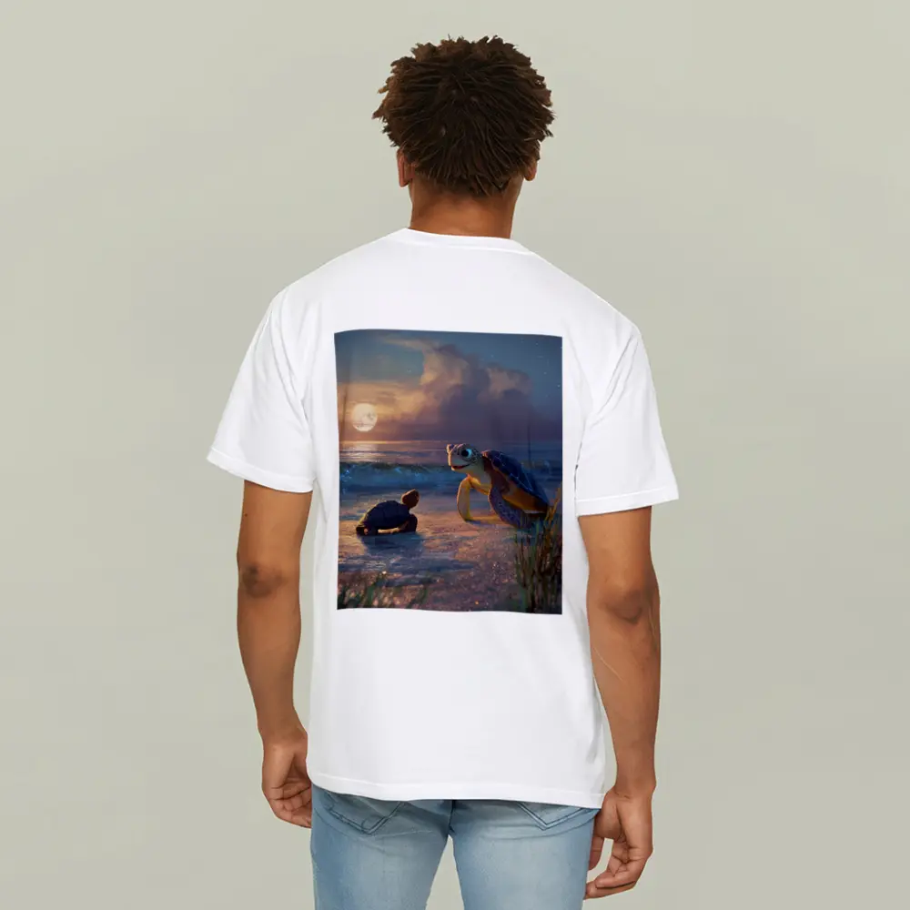 Sea Turtles on Moonlit Beach at Night – T-Shirts