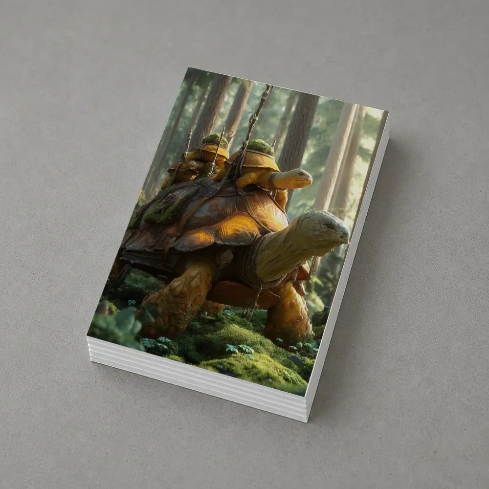 Fantasy Tortoise Warriors Riding Forest Path – Postcards