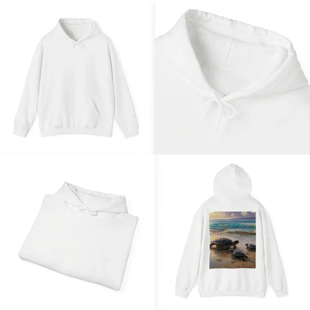 Sea Turtles Walking on Sunny Beach Shore – Hoodies