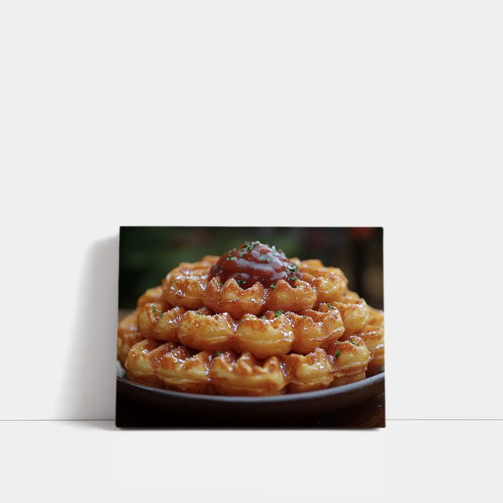 Stacked Waffles With Tomato Sauce Plate – Wall Art
