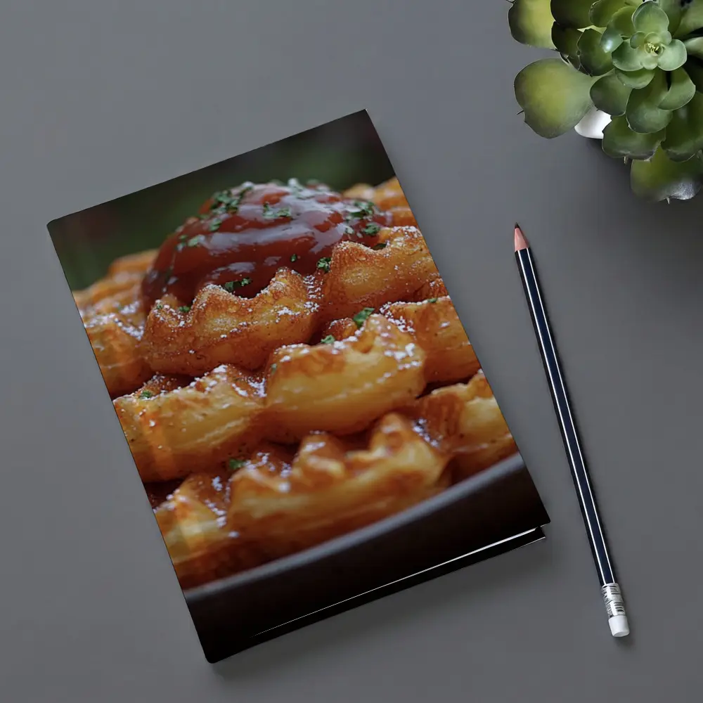 Stacked Waffles With Tomato Sauce Plate – Notebooks