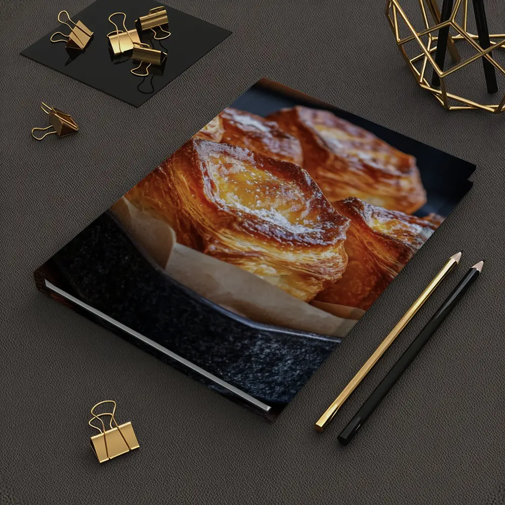 Golden Flaky Pastries In Dark Baking Pan – Notebooks