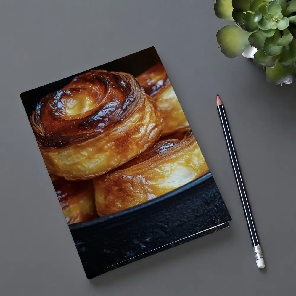Golden Glazed Pastry Rolls Cast Iron Pan – Notebooks