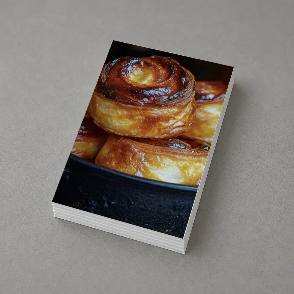 Golden Glazed Pastry Rolls Cast Iron Pan – Postcards