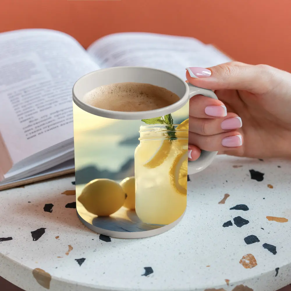 Lemonade Mason Jar Sunny Coastal Setting – Mugs