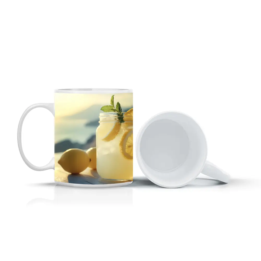 Lemonade Mason Jar Sunny Coastal Setting – Mugs