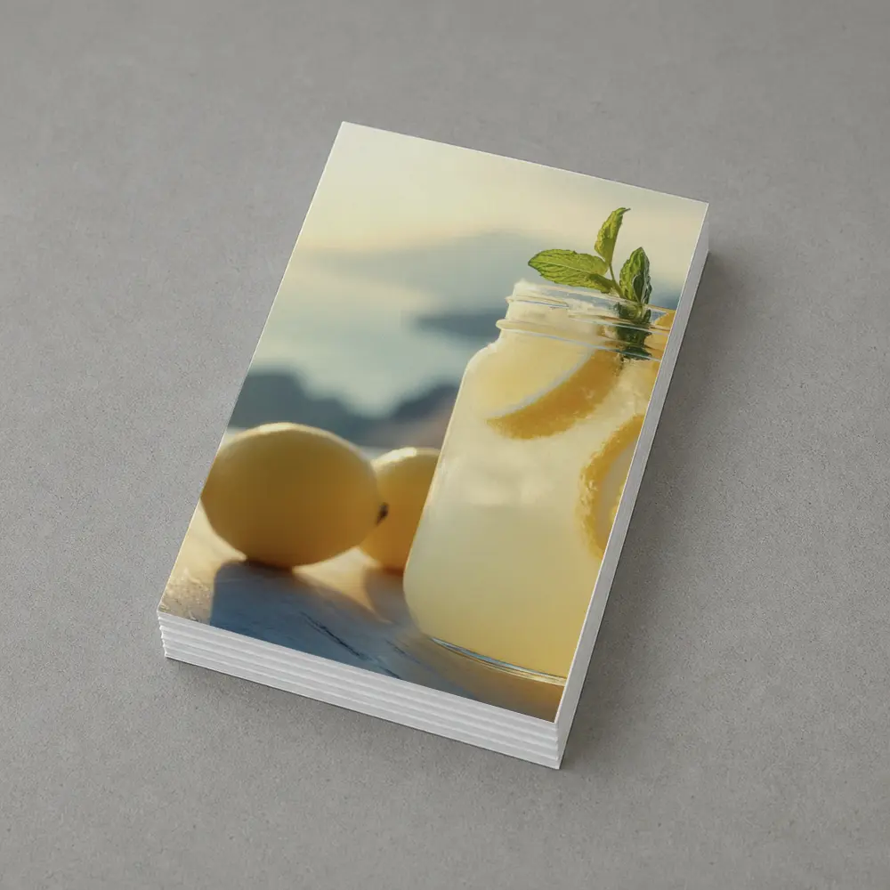 Lemonade Mason Jar Sunny Coastal Setting – Postcards