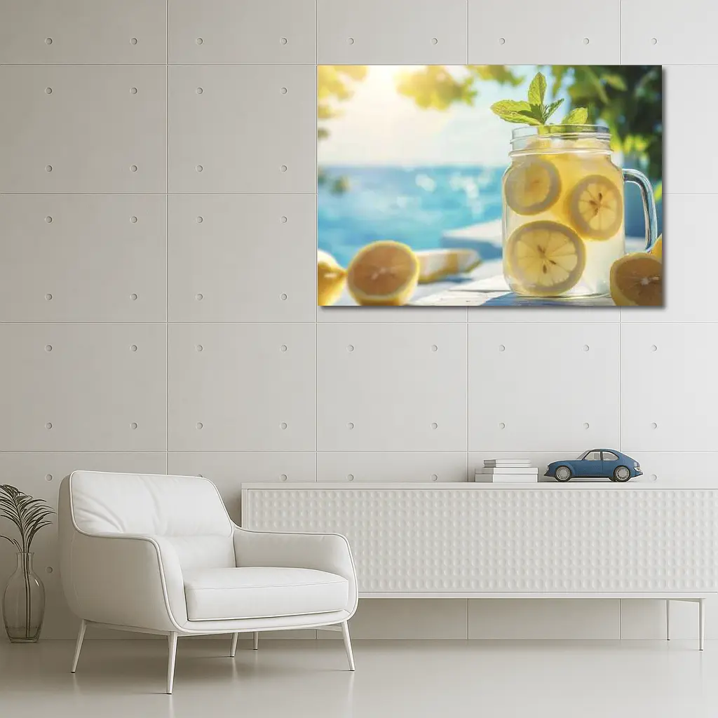 Lemonade Mason Jar Mint Summer Beach – Wall Art