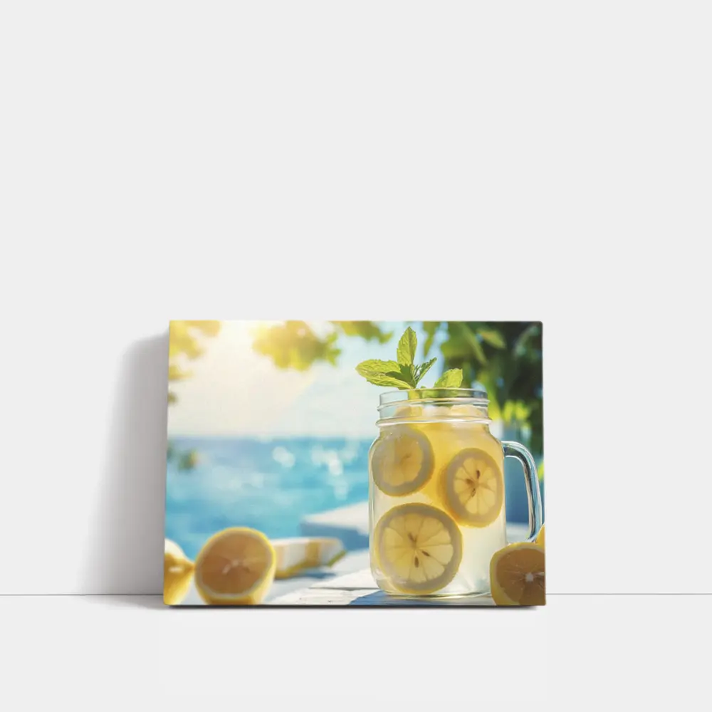 Lemonade Mason Jar Mint Summer Beach – Wall Art