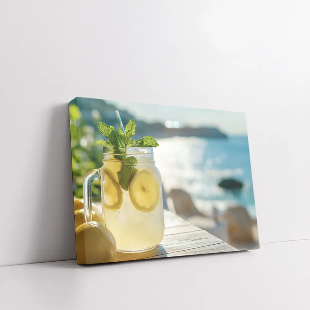 Lemonade Mason Jar Mint Ocean View – Wall Art