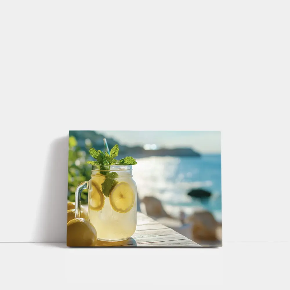 Lemonade Mason Jar Mint Ocean View – Wall Art