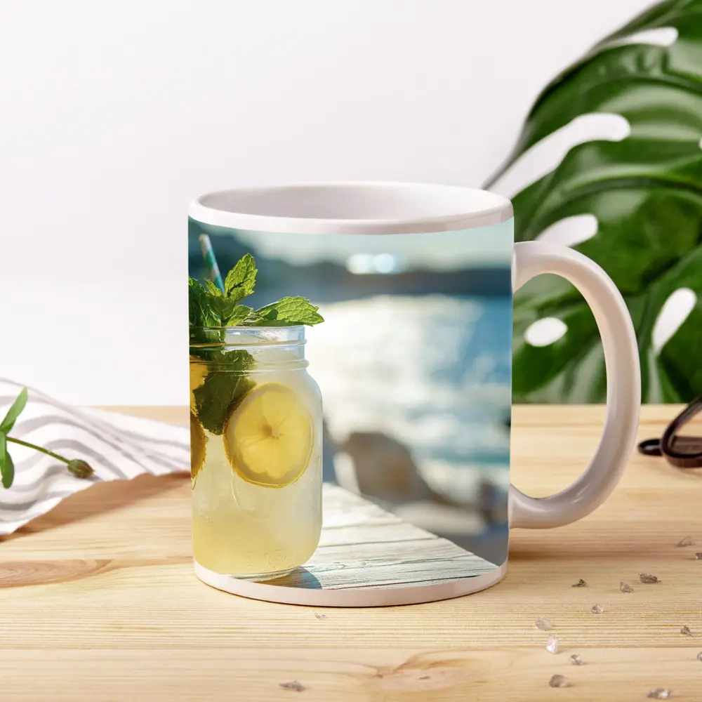 Lemonade Mason Jar Mint Ocean View – Mugs