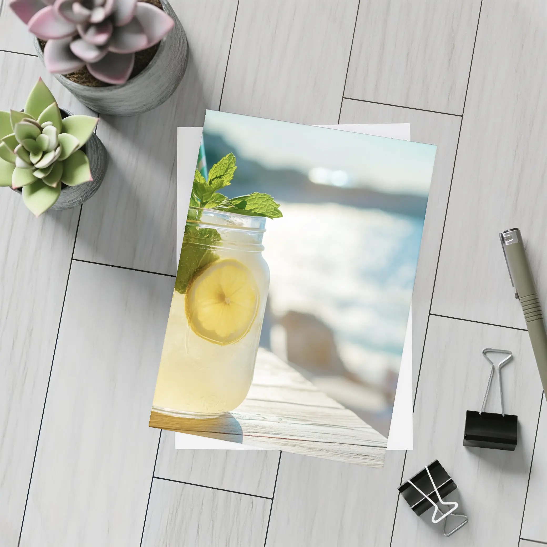 Lemonade Mason Jar Mint Ocean View – Postcards