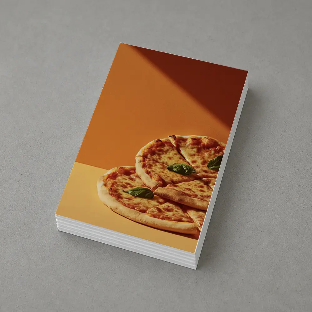 Margherita Pizza Two Slices Orange Background – Postcards