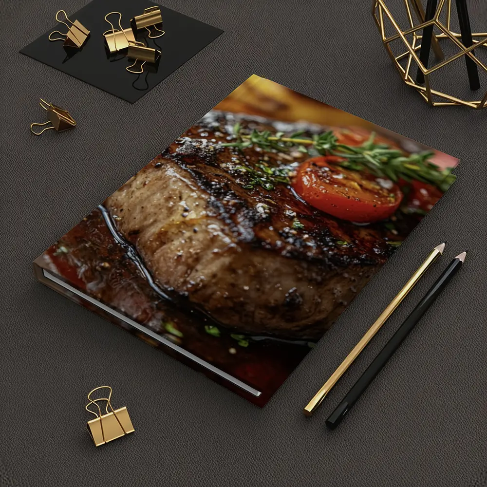 Grilled Steak Tomatoes Herbs Wooden Board – Notebooks