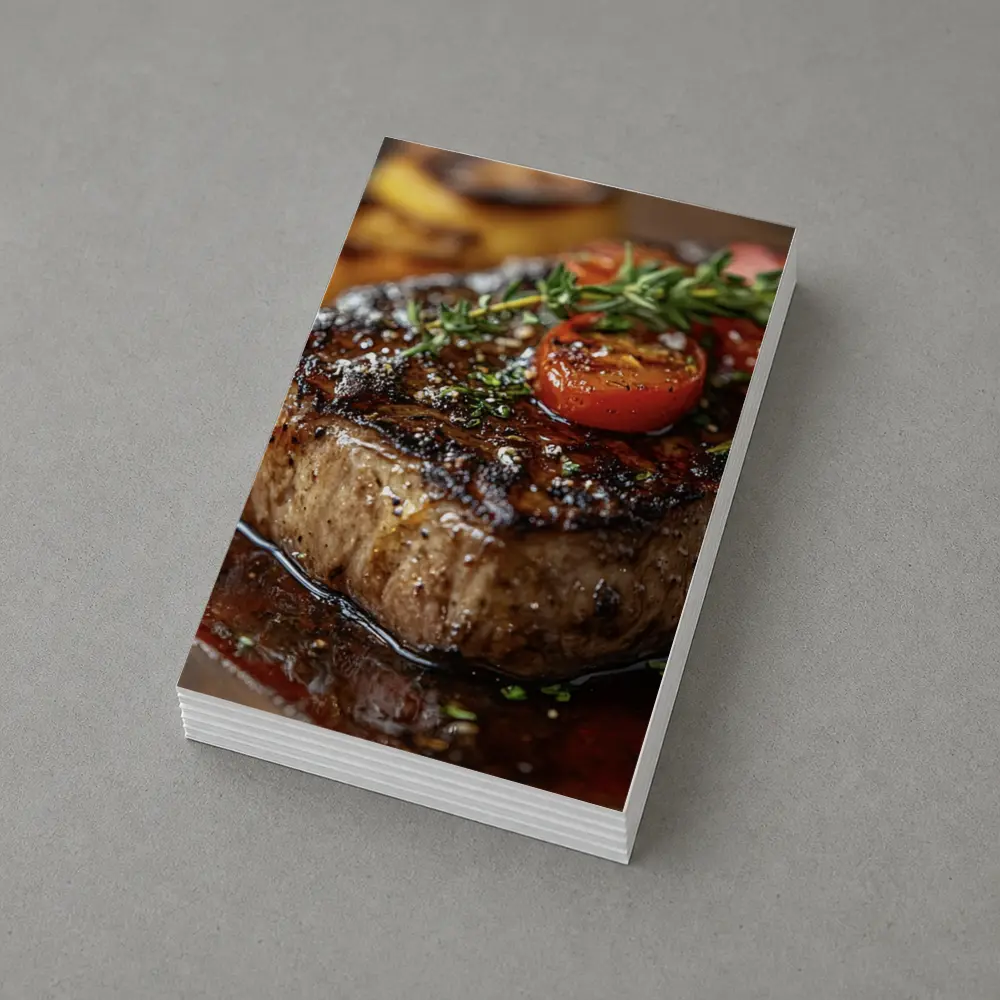 Grilled Steak Tomatoes Herbs Wooden Board – Postcards