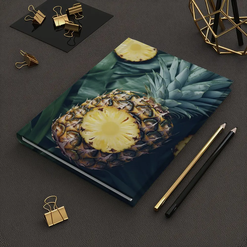 Pineapple Slices On Tropical Palm Leaves – Notebooks