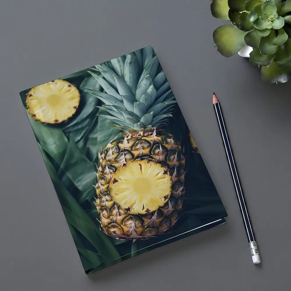 Pineapple Slices On Tropical Palm Leaves – Notebooks