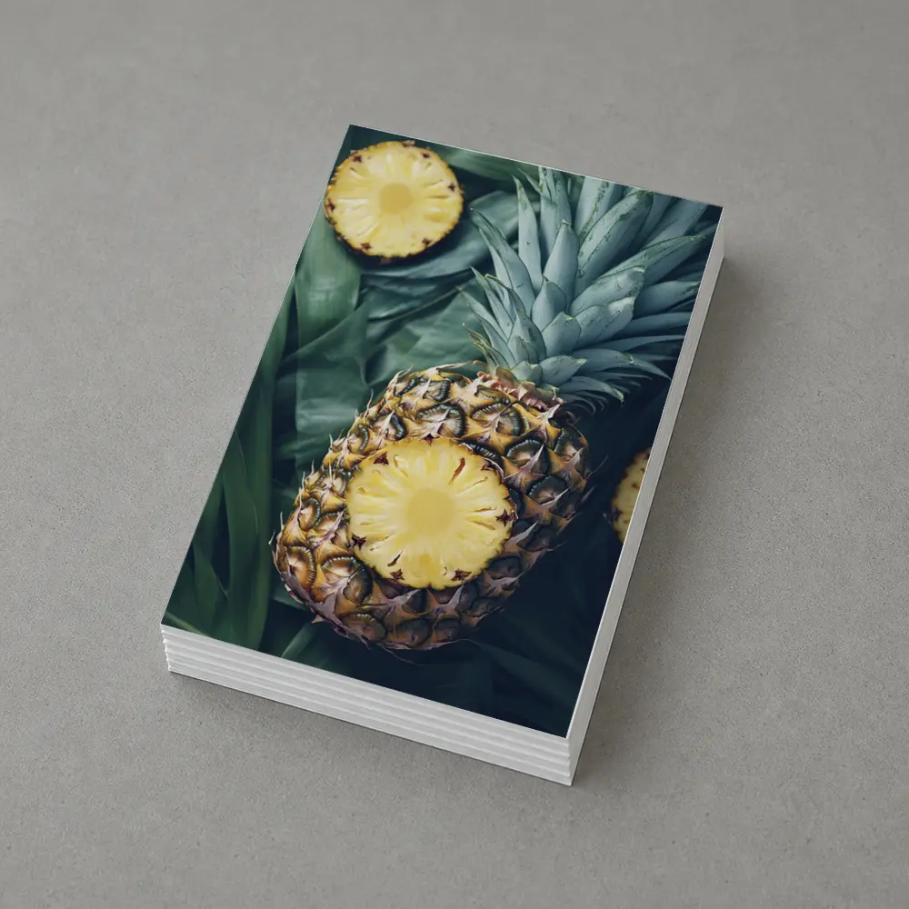 Pineapple Slices On Tropical Palm Leaves – Postcards