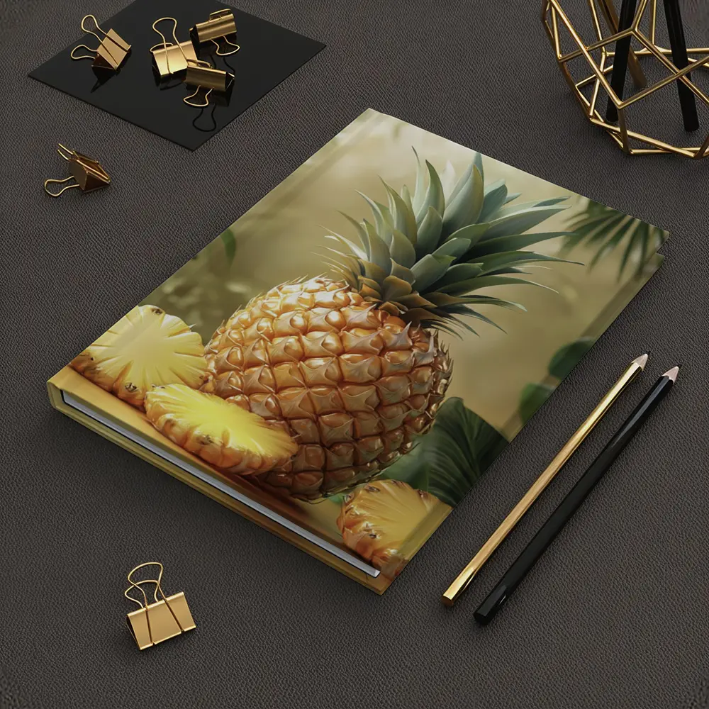 Fresh Pineapple Slices Tropical Green Leaves – Notebooks