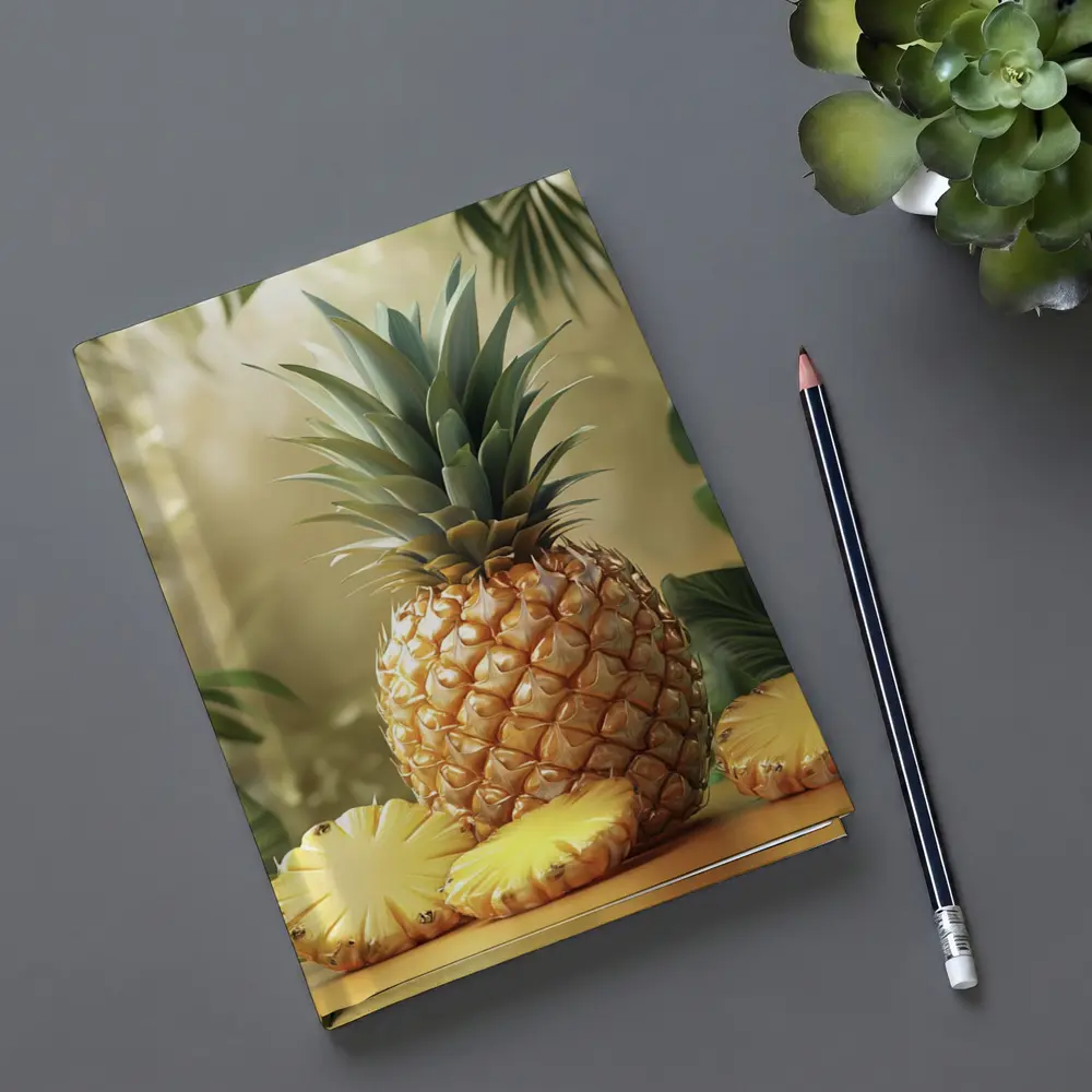 Fresh Pineapple Slices Tropical Green Leaves – Notebooks