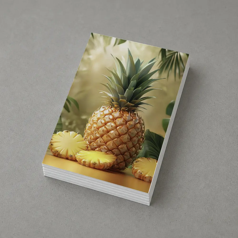 Fresh Pineapple Slices Tropical Green Leaves – Postcards