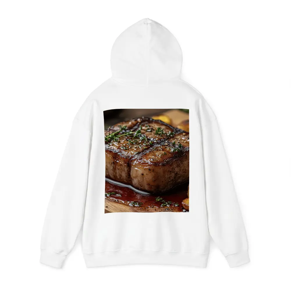 Seared Pork Chop With Roasted Potatoes Wooden Board – Hoodies